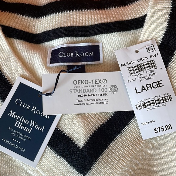 NWT Never worn. Men’s Club Room V-neck sweater. - Picture 3 of 7